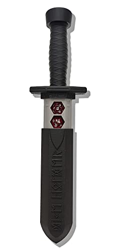 Sword Dagger Dice Holder - (Random 7PCS D20 Dice Set Included) - Custom Polyhedral Dice Storage for Tabletop RPG - Dungeons and Dragons - DND - D&D (Black) - color: Black