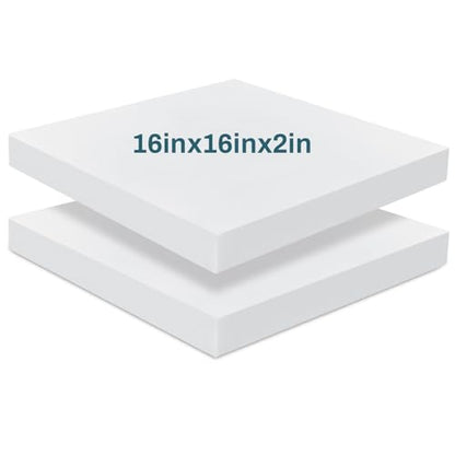 Frienda 2 Pack 2" x 16" x 16" Upholstery High Density Foam Cushion Replacement Square Cut to Size Foam Couch for Chair Couches Padding Shipping Packing DIY Cosplay Projects(White) - color: White, size: 2" X 16" X 16", style: Square