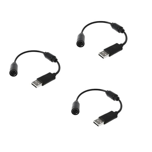 3Pcs Black for USB Breakaway PC Cable Cord Adapter Converter for Xbox 360 Controller Xbox 360 Cables