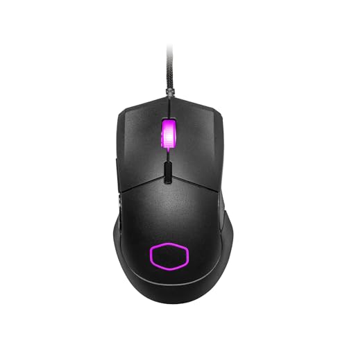 Cooler Master MM310 Wire Gaming Mouse Black, Adjustable 12,000 DPI, Palm|Claw Grip, PixArt Optical Sensor, Ultraweave Cable, PTFE Feet, RGB Lighting ((MM-310-KKOL1) | Pixart 3327 Sensor Up to 12, 50g Lightweight, Ultraweave Type-C Cable, Ptfe Feet, Palm a