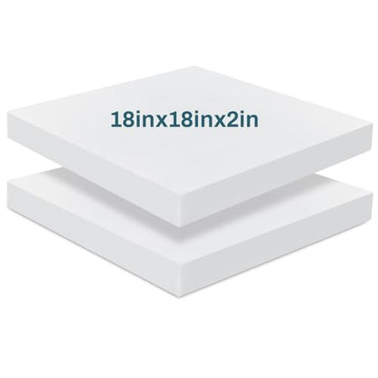 Frienda 2 Pack 2" x 18" x 18"Upholstery High Density Foam Cushion Replacement Square Cut to Size Foam Couch for Chair Couches Padding Shipping Packing DIY Cosplay Projects(White) - color: White, size: 2" X 18" X 18", style: Square