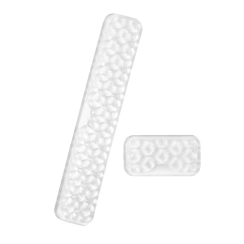 Gel Keyboard and Mouse Wrist Rest Set – Water Ripple Wrist Rest for Computer Keyboard 60%/68%/75%, Comfort & Support for Typing and Gaming (White) - color: White