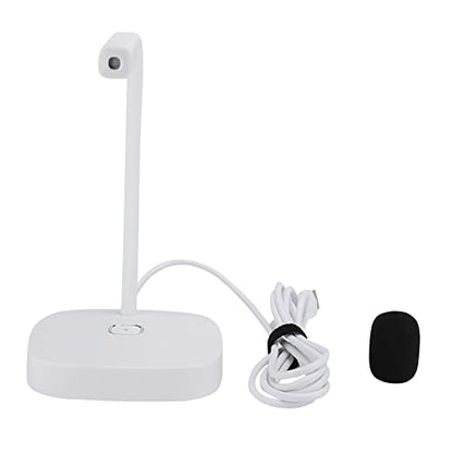 USB Desktop Microphone, Pc Laptop Mic 360° Adjustable Position Gooseneck Style with Touch Switch for Recording for Gaming Streaming(White)