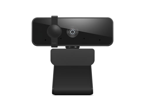 Lenovo Essential Full HD 1080P Webcam, Dual Microphone, No Driver 1.8m USB 2.0, Wide-Angle, Tilt-Control, 360-Degree Rotation, Black - style: 1080P