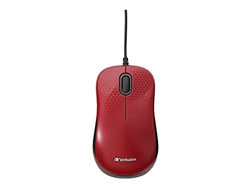 Verbatim Silent Corded Optical Mouse – Red - color: Red