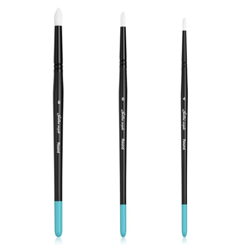 Weathering Paint Brushes-Golden Maple 3pcs Round Paint Brushes Set for Weathering Effects, Textures, Washing and Dry Brushing on Miniature Painting - style: Weathering-Round