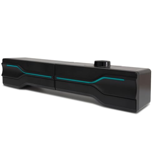 Desktop USB Powered 2-in-1 Soundbar Stereo Speaker, RGB LED Light - style: LED