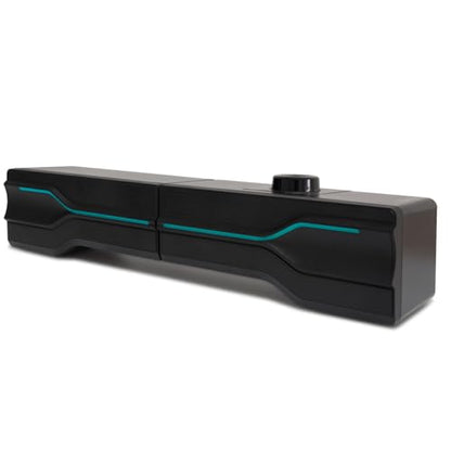 Desktop USB Powered 2-in-1 Soundbar Stereo Speaker, RGB LED Light - style: LED