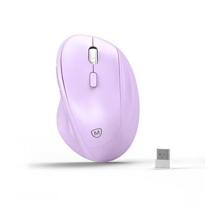 Ergonomic Wireless Mouse with USB Receiver for PC Computer, Laptop and Desktop, Ergo Mouse Vertical with Silent Clicks Long Battery Life, Up to 1600 DPI & 1 AA Battery Powered, Purple - color: Purple, size: USB Wireless