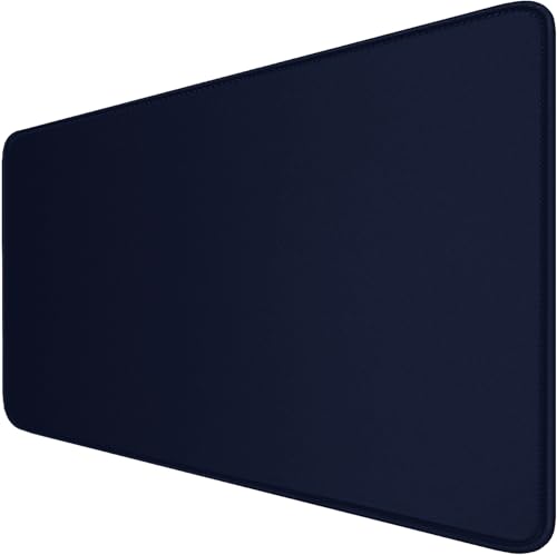 Large Extended Gaming Mouse Pad with Stitched Edges, Durable Non-Slip Natural Rubber Base, Waterproof Computer Keyboard Pad Mat for Esports Pros/Gamer/Desktop/Office/Home - Dark Blue - color: Dark Blue, size: 31.5L x 15.6W inches