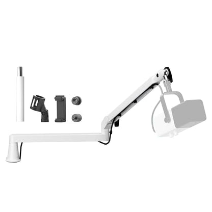 Low Profile Mic Arm Microphone Boom Arm Professional Adjustable with 15cm Riser Solid Desk Mount Clamp Cable Management Microphone Holder Stand for Podcast Streaming Gaming Mic Stand White - color: white