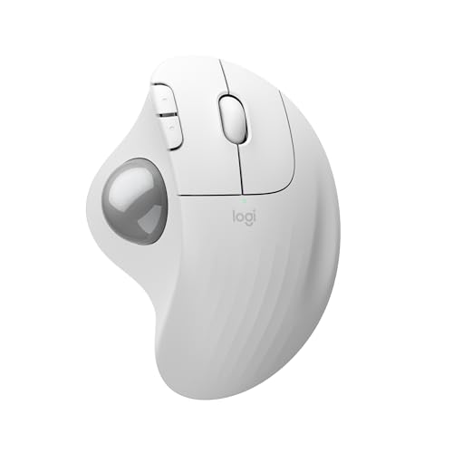 Logitech Ergo M575S Wireless Trackball Mouse- Off-White Silver Ball | Easy thumb control, precise and smooth tracking, Bluetooth and includes Logi Bolt USB receiver, PC Mac compatible - color: White + Silver Ball