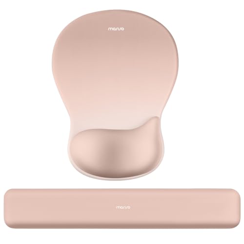 MOSISO Wrist Rest Support for Mouse Pad&Keyboard Set, Ergonomic Mousepad with Concave Curved Memory Foam, Non-Slip Base Pain Relief Comfortable Rectangular Easy Typing Pad for Home/Office, Nude - color: Mocha
