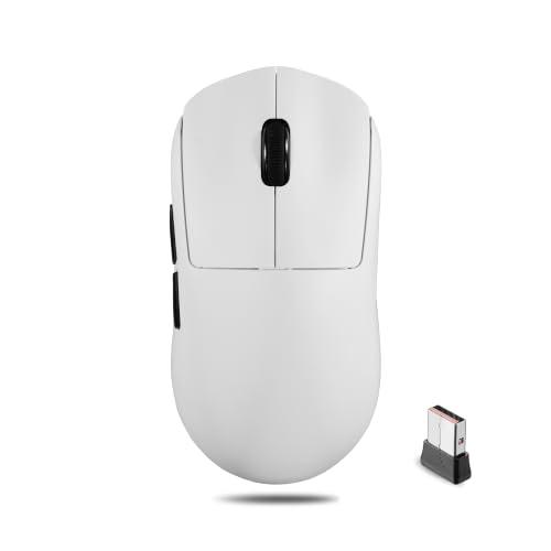Hexgears H9 Wireless Gaming Mouse, BT5.0/2.4G Hz/USB C Gaming Mice, 12500DPI, 60g Lightweight, 5 Programmable Buttons, Web Driver, 150 hr Battery Life, Gaming Accessories for PC/Laptop/Mac (White) - color: White