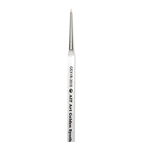 AIT Art Round Paint Brushes, Pack of 3, Miniature Sizes 20/0, 10/0, 3/0, Acrylic Handles with Beveled End, Handmade in USA for Trusted Performance