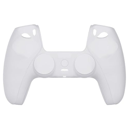 PlayVital Transparent Clear White Pure Series Anti-Slip Silicone Cover Skin for ps5 Controller, Soft Rubber Case for ps5 Wireless Controller with Clear White Thumb Grip Caps - color: Transparent Clear White