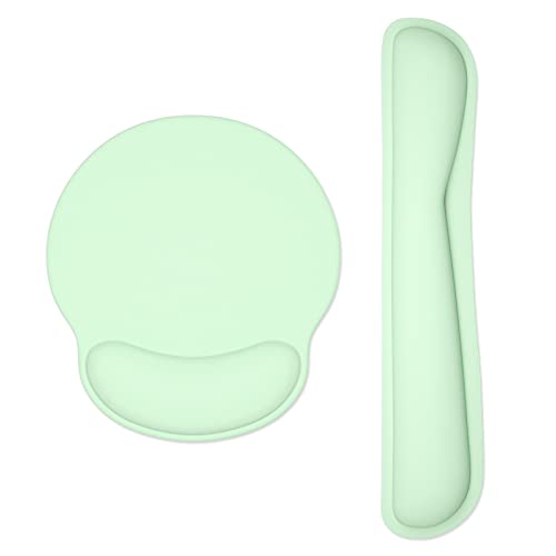 Dapesuom Keyboard Wrist Rest and Mouse Pad with Wrist Support, Memory Foam Cushion for Keyboard and Mouse Set, Ergonomic Desktop Pad Rests with Non Slip Base for Easy Typing & Pain Relief, Lake Green - color: A-lake Green
