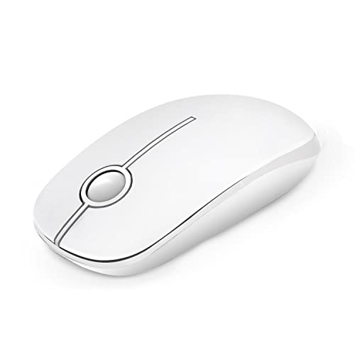 VssoPlor Wireless Mouse, 2.4G Slim Computer Laptop Mouse, Pure White | Portable Mouse, Plug & Play USB Nano Receiver, Quiet Silent Optical Mice for Notebook, PC, Laptop, Computer, Windows, Mac - color: White