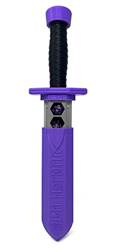 Sword Dagger Dice Holder - (Random 7PCS D20 Dice Set Included) - Custom Polyhedral Dice Storage for Tabletop RPG - Dungeons and Dragons - DND - D&D (Lavender) - color: Lavender