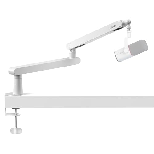 White Microphone Boom Arm Stand Low Profile Boom Arm Adjustable Mic Stand with Built In Cable Management 360° Swivel Mic Arm. - color: 2 LIZARD