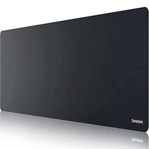 Senetem XL Large Mouse Pad, Ultra-Smooth Gaming Mousepad, Non-Slip Rubber Base, Washable Surface Fits Wired & Wireless Mouse – Big & Long Keyboard Computer Black Mat for Desk, 31.5x11.8 in - size: 31.5L x 11.8W inches