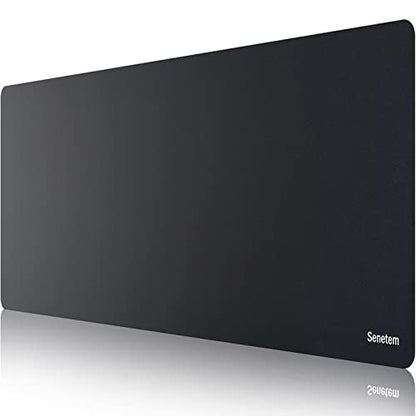 Senetem XL Large Mouse Pad, Ultra-Smooth Gaming Mousepad, Non-Slip Rubber Base, Washable Surface Fits Wired & Wireless Mouse – Big & Long Keyboard Computer Black Mat for Desk, 31.5x11.8 in - size: 31.5L x 11.8W inches