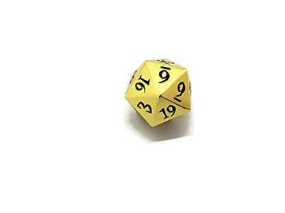 Metal D20 F Dice Critical Fail F 20 Sided Die Set DND Number Role Playing Game Dungeons and Dragons D&D Black Gunmetal Silver Red Blue Rainbow Gold Copper Purple Green Pink White (Single Dice, Gold) - color: Gold, style: Single Dice