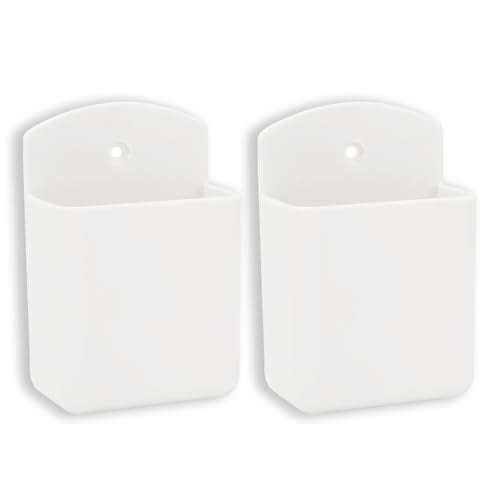 Pack of 2 Self Adhesive TV Air Conditioner Remote Control Holder Wall Mount Storage Box Organizer - color: White, size: 2 Pack