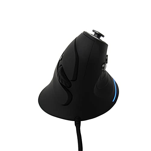 MOJO Silent Vertical Gaming Mouse - Ergonomic Mouse for PC Gaming w/ 4 Directional Joystick Buttons, Adjustable DPI (1000-10000), Custom Software, Macros, and More - style: Wired Vertical