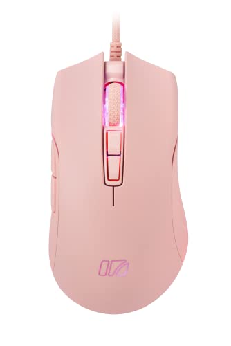 i-rocks M31E RGB Wired Gaming Mouse : 6400 DPI Optical Sensor - 60 Million Click lifespans - Compatible Software - 7 Programmable Buttons - Peach Pink - color: Pink