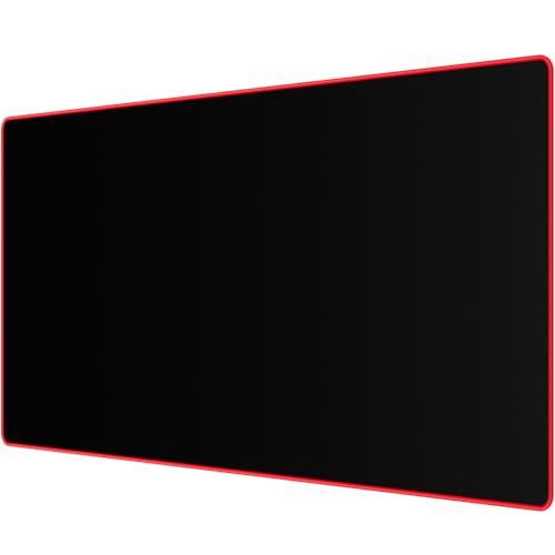 JIALONG Large Gaming Mouse Pad, Extended Mousepad with Red Stitched Edges, XXL Desk Mouse Mat, Big Computer Keyboard Pad for Gaming and Office, 35.4 x 15.7 inches - color: Red Stitched Edges