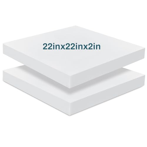 Frienda 2 Pack 2" x 26" x 26" Upholstery High Density Foam Cushion Replacement Square Cut to Size Foam Couch for Chair Couches Padding Shipping Packing DIY Cosplay Projects(White) - color: White, size: 2" X 26" X 26", style: Square