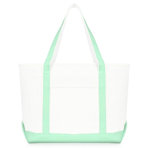 DALIX Daily Shoulder Tote Bag Premium Cotton in Mint Green - color: Mint Green