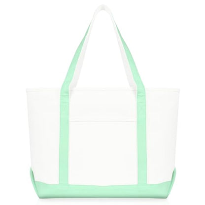 DALIX Daily Shoulder Tote Bag Premium Cotton in Mint Green - color: Mint Green