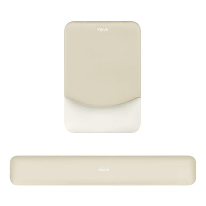 MOSISO Wrist Rest Support Mouse Pad & Keyboard Set, Khaki | Rectangular Ergonomic Mousepad, Non-Slip Base, Home/Office Pain Relief & Easy Typing, Neoprene Cloth & Raised Silicone Lining - color: Khaki