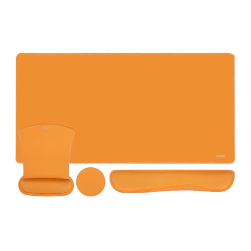 MOSISO Keyboard Mouse Pad Set, Large Gaming Mousepad&Keyboard Wrist Rest&Mouse Wrist Rest&Coaster, Ergonomic Non-Slip Mousepad&Easy Typing Cushion with Memory Foam for Home Office, Orange - color: Orange