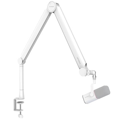 Mic Arm White Premium Boom Arm 360° Rotatable Microphone Arm Stand with Desk Mount Fully Adjustable Sturdy and Universal VALIANT WHITE Model - color: 4 VALIANT WHITE