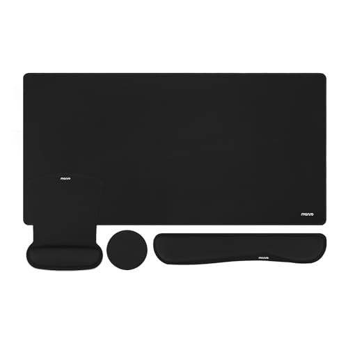 MOSISO Keyboard Mouse Pad Set, Large Gaming Mousepad&Keyboard Wrist Rest | Mouse Wrist Rest&Coaster, Ergonomic Non-Slip Mousepad&Easy Typing Cushion with Memory Foam for Home Office, Black - color: Black