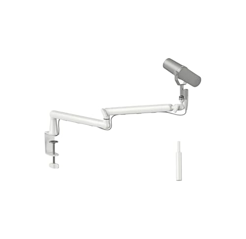 Microphone Arm,Desk Adjustable Mic Boom Arm Stand 360° Rotation,White | With Heightening Arm, without Microphone,Suitable For Blue Yeti,Snowball iCE, HyperX QuadCast,SoloCast,Elgato Wave - color: White