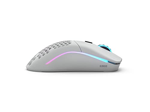 GLORIOUS Model O Wireless Gaming Mouse - Superlight, 69g Honeycomb Design, RGB, Ambidextrous, Lag Free 2.4GHz Wireless, Up to 71 Hours Battery - Matte White - color: White, style: Model O (Ambidextrous)