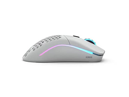 GLORIOUS Model O Wireless Gaming Mouse - Superlight, 69g Honeycomb Design, RGB, Ambidextrous, Lag Free 2.4GHz Wireless, Up to 71 Hours Battery - Matte White - color: White, style: Model O (Ambidextrous)