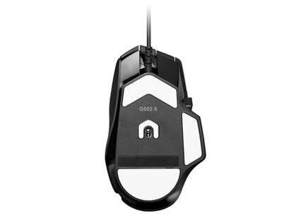Logitech G G502 X Wired Gaming Mouse - LIGHTFORCE Hybrid Optical-Mechanical Primary switches, Hero 25K Gaming Sensor, Compatible with PC - macOS/Windows - Black