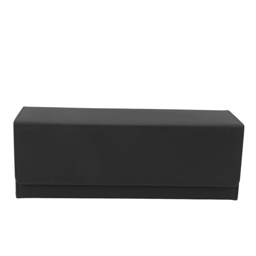 Ymiko Large Capacity Card Storage Box with Magnetic Closure PU Leather Deck Box for 400+ Trading Cards Compact - color: Black