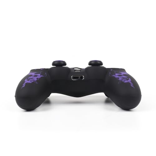 RALAN Horned Skull Head Design Controller Skin Cover with 2 Thumb Grips Compatible with PS4/Playstation 4 Slim/Pro Controller - color: Horned Skull Purple