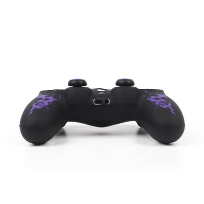RALAN Horned Skull Head Design Controller Skin Cover with 2 Thumb Grips Compatible with PS4/Playstation 4 Slim/Pro Controller - color: Horned Skull Purple