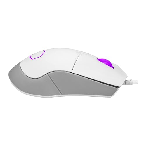 Cooler Master MM310 Wire Gaming Mouse White, Adjustable 12,000 DPI, Palm|Claw Grip, PixArt Optical Sensor, Ultraweave Cable, PTFE Feet, RGB Lighting (MM-310-WWOL1) | Pixart PAW3327 Sensor Up to 12, Ultraweave USB-C Cable, Ptfe Feet, Rgb Lighting, 50 G - s