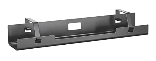 POUT Universal Wide Under Desk Cable Management Tray Organizer - 23.6 x 5.3 inch – for Wire/Cable Management - Hanging Easily Removable Rack with Cable Management Holes – Sturdy Stylish Black Steel - color: Black