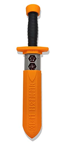 Sword Dagger Dice Holder - (Random 7PCS D20 Dice Set Included) - Custom Polyhedral Dice Storage for Tabletop RPG - Dungeons and Dragons - DND - D&D (Orange) - color: Orange