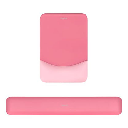 MOSISO Wrist Rest Support Mouse Pad & Keyboard Set, Melon Pink | Rectangular Ergonomic Mousepad, Non-Slip Base, Home/Office Pain Relief & Easy Typing, Neoprene Cloth & Raised Silicone Lining - color: Melon Pink