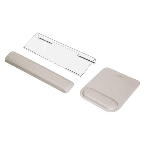 MOSISO Computer Keyboard Stand&Wrist Rest Support for Keyboard &Mouse Pad Set, Ergonomic Massage Wrist Rest Set, Easy Typing Working Acrylic Clear Stand for Office Home, Taupe Brown - color: Taupe Brown